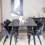 Dipp Jídelní stůl - 180*90cm - Černá dýha / celé černé nohy + Velvet Jídelní Ch