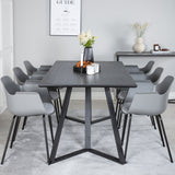 Jídelní stůl Marina - černá deska / černé nohy - pohodlná plastová jídelní židle - černé nohy - šedý plast 6