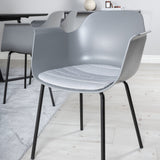 Jídelní stůl Marina - černá deska / černé nohy - pohodlná plastová jídelní židle - černé nohy - šedý plast 6