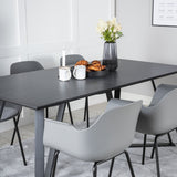 Jídelní stůl Marina - černá deska / černé nohy - pohodlná plastová jídelní židle - černé nohy - šedý plast 6