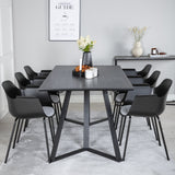 Jídelní stůl Marina - černá deska / černé nohy - pohodlná plastová jídelní židle - černé nohy - černý plast 6