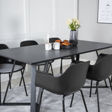 Jídelní stůl Marina - černá deska / černé nohy - pohodlná plastová jídelní židle - černé nohy - černý plast 6