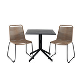 Kavárenský stůl Way 70*70+Lindos Stohovací židle - Black Alu / Latte Rope_2