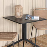 Kavárenský stůl Way 70*70+Lindos Stohovací židle - Black Alu / Latte Rope_2