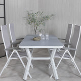 Jídelní stůl Virya - Bílá Alu / Šedé sklo - malý stolek+Albany Light 5-postel bílý alu / Šedá Textilene_4