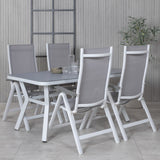 Jídelní stůl Virya - Bílá Alu / Šedé sklo - malý stolek+Albany Light 5-postel bílý alu / Šedá Textilene_4