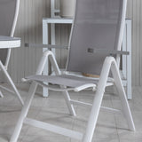 Jídelní stůl Virya - Bílá Alu / Šedé sklo - malý stolek+Albany Light 5-postel bílý alu / Šedá Textilene_4