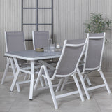 Jídelní stůl Virya - Bílá Alu / Šedé sklo - malý stolek+Albany Light 5-postel bílý alu / Šedá Textilene_4