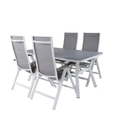 Jídelní stůl Virya - Bílá Alu / Šedé sklo - malý stolek+Albany Light 5-postel bílý alu / Šedá Textilene_4