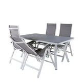 Jídelní stůl Virya - Bílá Alu / Šedé sklo - malý stolek+Albany Light 5-postel bílý alu / Šedá Textilene_4