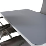 Jídelní stůl Virya - Bílá Alu / Šedé sklo - malý stolek+Albany Light 5-postel bílý alu / Šedá Textilene_4