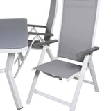 Jídelní stůl Virya - Bílá Alu / Šedé sklo - malý stolek+Albany Light 5-postel bílý alu / Šedá Textilene_4