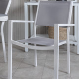 Jídelní stůl Virya - bílá Alu / šedé sklo - malý stůl + stohovací židle Copacabana - bílá/šedá_4