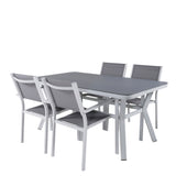 Jídelní stůl Virya - bílá Alu / šedé sklo - malý stůl + stohovací židle Copacabana - bílá/šedá_4