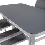 Jídelní stůl Virya - bílá Alu / šedé sklo - malý stůl + stohovací židle Copacabana - bílá/šedá_4