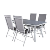 Jídelní stůl Virya - bílá Alu / šedé sklo - malý stůl + židle Break 5:pos - bílá/šedá_4