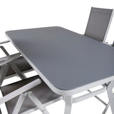 Jídelní stůl Virya - bílá Alu / šedé sklo - malý stůl + židle Break 5:pos - bílá/šedá_4