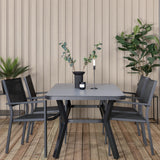 Jídelní stůl Virya - BLACK Alu / šedé sklo - malý stůl + stohovací židle Copacabana - Black/Black_4