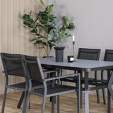 Jídelní stůl Virya - BLACK Alu / šedé sklo - malý stůl + stohovací židle Copacabana - Black/Black_4