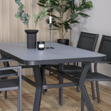 Jídelní stůl Virya - BLACK Alu / šedé sklo - malý stůl + stohovací židle Copacabana - Black/Black_4