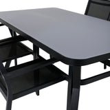 Jídelní stůl Virya - BLACK Alu / šedé sklo - malý stůl + stohovací židle Copacabana - Black/Black_4