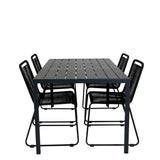 Break Table 150*90 - Black/Black+Lindos Stohovací židle - Black Alu / Black Rope_4