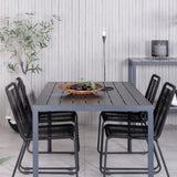 Break Table 150*90 - Black/Black+Lindos Stohovací židle - Black Alu / Black Rope_4