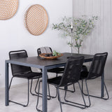 Break Table 150*90 - Black/Black+Lindos Stohovací židle - Black Alu / Black Rope_4
