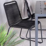 Break Table 150*90 - Black/Black+Lindos Stohovací židle - Black Alu / Black Rope_4