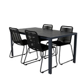 Break Table 150*90 - Black/Black+Lindos Stohovací židle - Black Alu / Black Rope_4