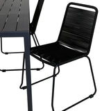 Break Table 150*90 - Black/Black+Lindos Stohovací židle - Black Alu / Black Rope_4