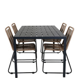 Break Table 150*90 - Black/Black+Lindos Stohovací židle - Black Alu / Latte Rope_4