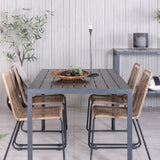 Break Table 150*90 - Black/Black+Lindos Stohovací židle - Black Alu / Latte Rope_4