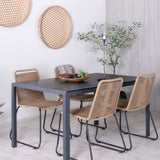 Break Table 150*90 - Black/Black+Lindos Stohovací židle - Black Alu / Latte Rope_4