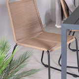 Break Table 150*90 - Black/Black+Lindos Stohovací židle - Black Alu / Latte Rope_4