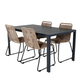 Break Table 150*90 - Black/Black+Lindos Stohovací židle - Black Alu / Latte Rope_4