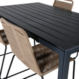 Break Table 150*90 - Black/Black+Lindos Stohovací židle - Black Alu / Latte Rope_4