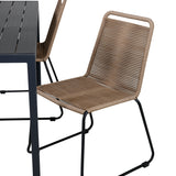 Break Table 150*90 - Black/Black+Lindos Stohovací židle - Black Alu / Latte Rope_4