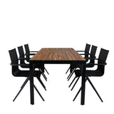 Bois Jídelní stůl 205*90cm - Černé nohy / Acacia + Alina Jídelní židle - Black Alu / Black Textilene_6
