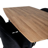 Jídelní stůl Inca - 160/200*85*H75 - Dub / Černá + Sametová jídelní židle - Černá / Černá_4