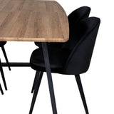 Jídelní stůl Inca - 160/200*85*H75 - Dub / Černá + Sametová jídelní židle - Černá / Černá_4