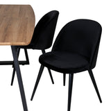 Jídelní stůl Inca - 160/200*85*H75 - Dub / Černá + Sametová jídelní židle - Černá / Černá_4