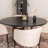 Copenhagen - Jídelní stůl kulatý - Černá / Černá + židle Berit - Černá / Béžová Velvet_4