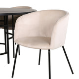Copenhagen - Jídelní stůl kulatý - Černá / Černá + židle Berit - Černá / Béžová Velvet_4