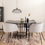Copenhagen - Jídelní stůl kulatý - Černá / Černá + židle Berit - Černá / Světle šedá Velvet_4