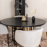 Copenhagen - Jídelní stůl kulatý - Černá / Černá + židle Berit - Černá / Světle šedá Velvet_4