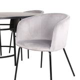 Copenhagen - Jídelní stůl kulatý - Černá / Černá + židle Berit - Černá / Světle šedá Velvet_4