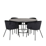 Copenhagen - Jídelní stůl kulatý - Černá / Černá + Berit Židle - Černá / Černá Velvet_4