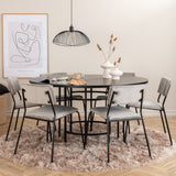 Copenhagen - Jídelní stůl kulatý - Černá / Černá+Kenth Židle - Černá / Světle šedá Velvet_6