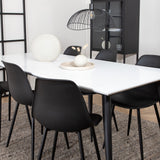Jídelní stůl Jimmy, černá bílá HPL+polární plastová jídelní židle, černé nohy Černý plast_6